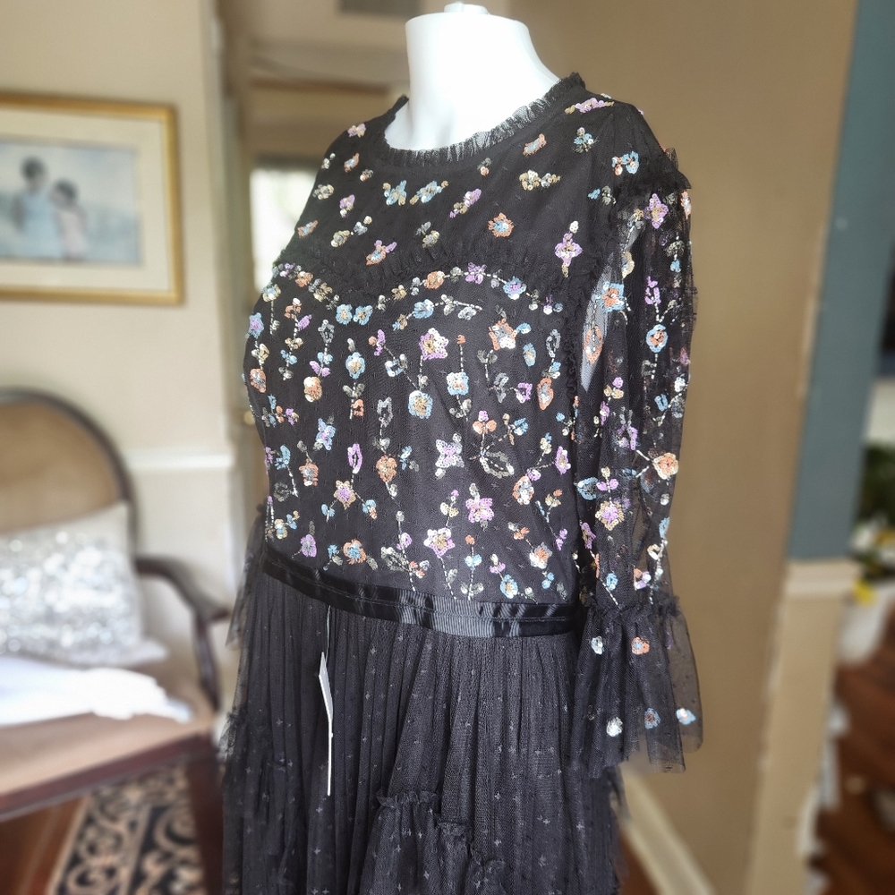 Mesh Embroidered Ruffled Cotragecore Boho Swong Dress - Picture 6 of 10